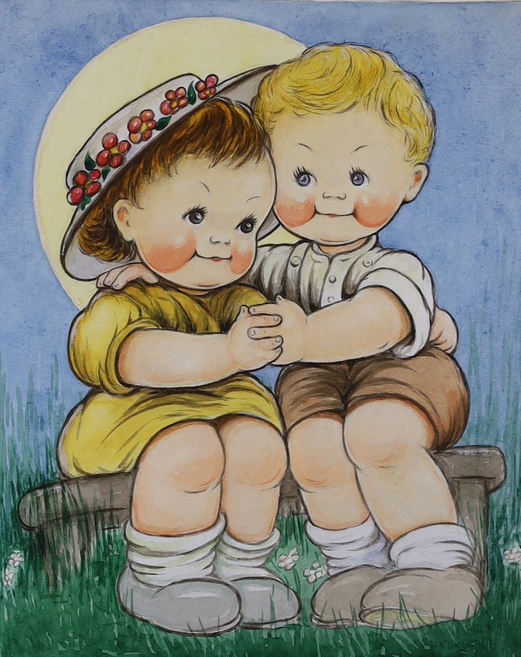 Phyllis Purser (1893-1990), six watercolours, humorous scenes, signed, unframed, largest 36 x 24.5cm
